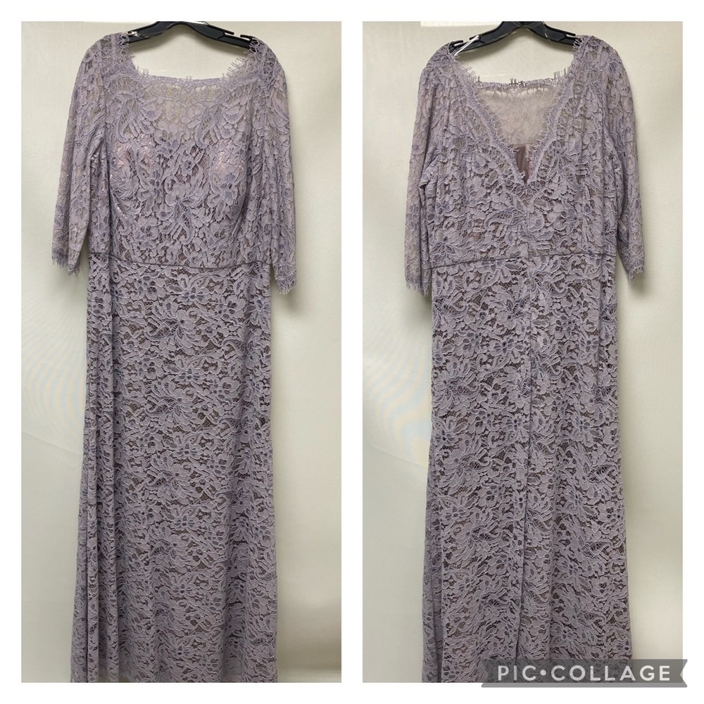 Js Collections plus size 3/4 sleeves lace long gown - Picture 3 of 9